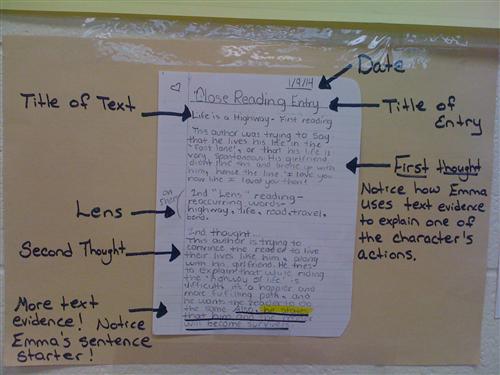 Close Reading Student Sample 